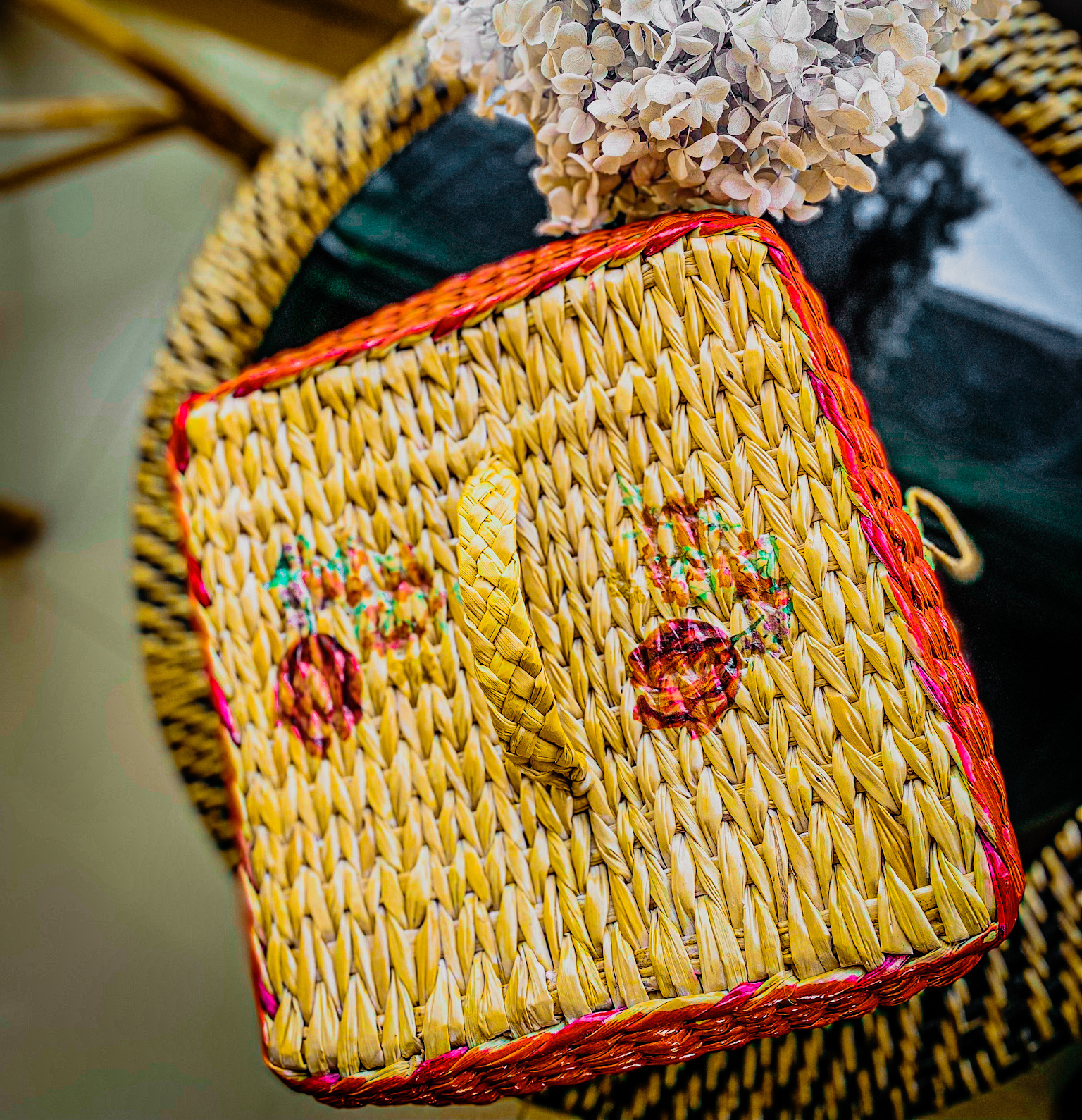 Handcrafted cane bucket with handle